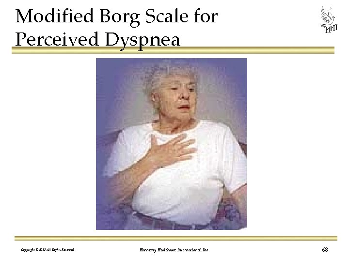 Modified Borg Scale for Perceived Dyspnea Copyright © 2013 All Rights Reserved Harmony Healthcare