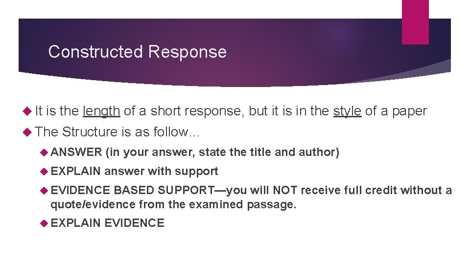 Structured Respones Constructed Response It is the length of a