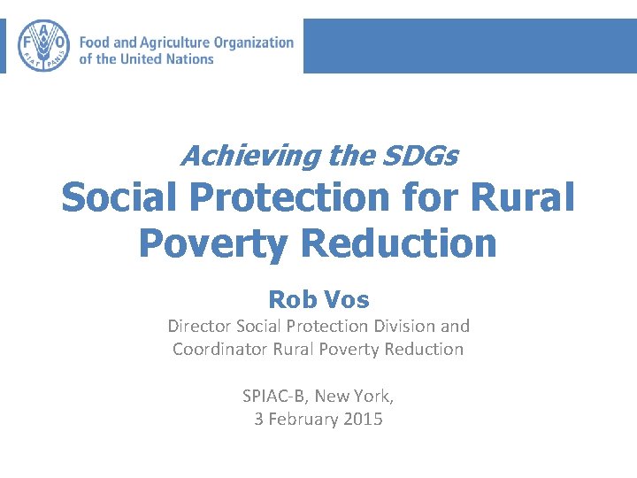 Achieving the SDGs Social Protection for Rural Poverty