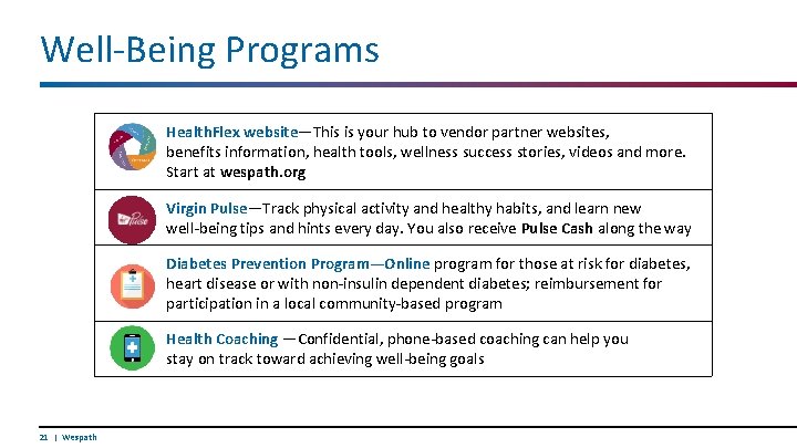 Well-Being Programs Health. Flex website—This is your hub to vendor partner websites, benefits information,