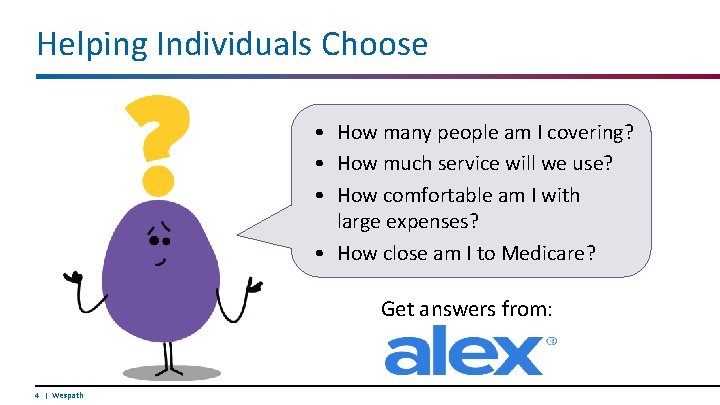 Helping Individuals Choose • How many people am I covering? • How much service