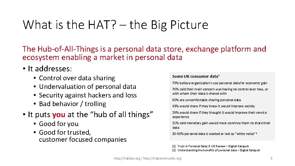 What is the HAT? – the Big Picture The Hub-of-All-Things is a personal data