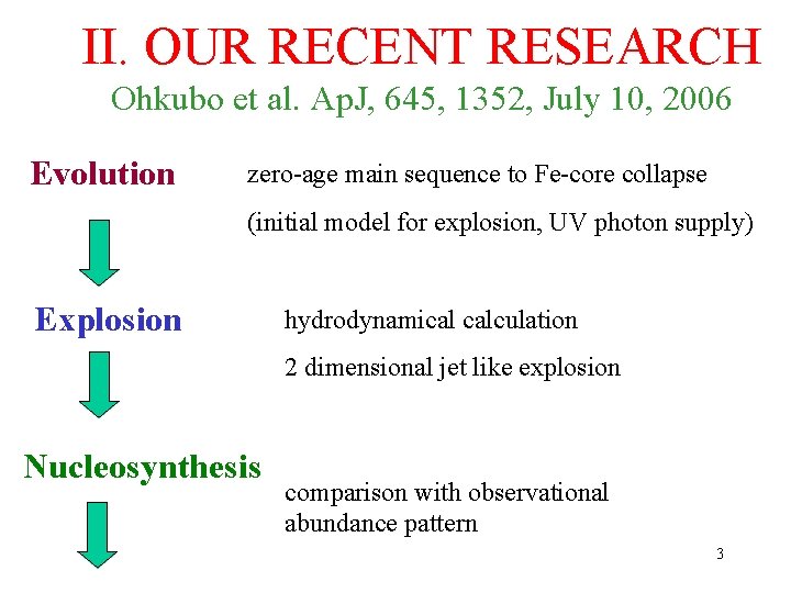 II. OUR RECENT RESEARCH Ohkubo et al. Ap. J, 645, 1352, July 10, 2006