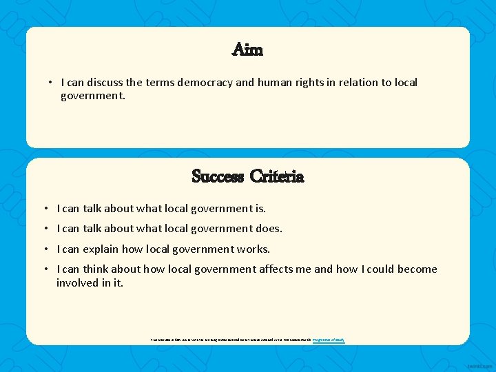 Aim • I can discuss the terms democracy and human rights in relation to