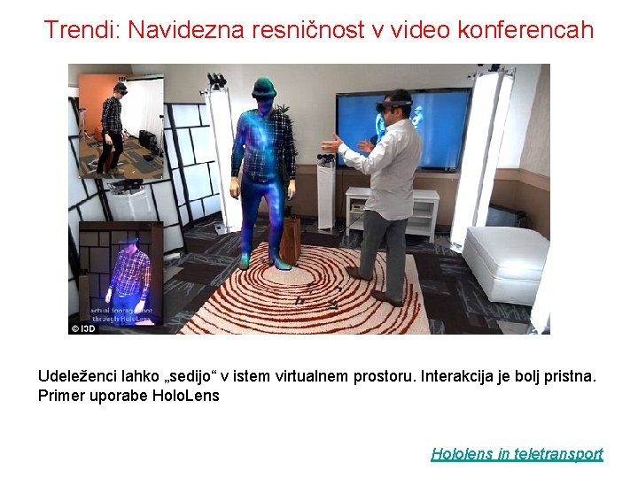 Trendi: Navidezna resničnost v video konferencah Udeleženci lahko „sedijo“ v istem virtualnem prostoru. Interakcija