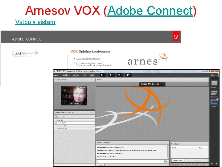 Arnesov VOX (Adobe Connect) Vstop v sistem 