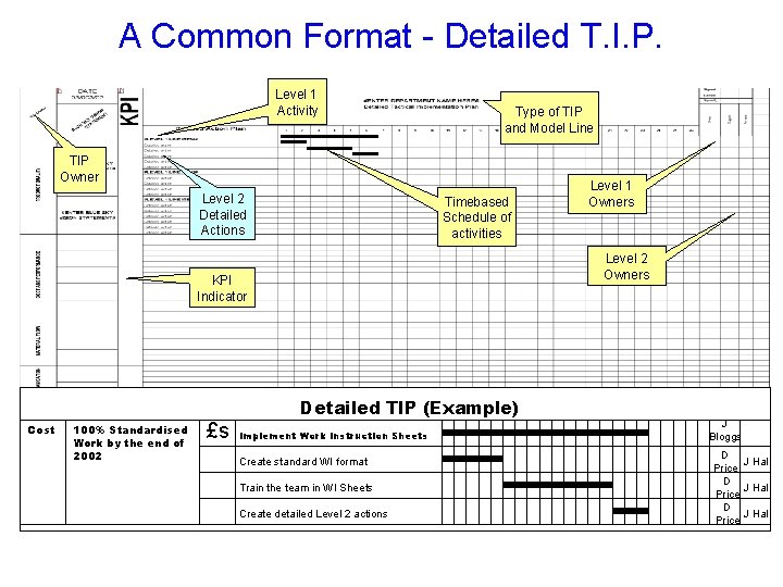 A Common Format - Detailed T. I. P. Level 1 Activity Type of TIP