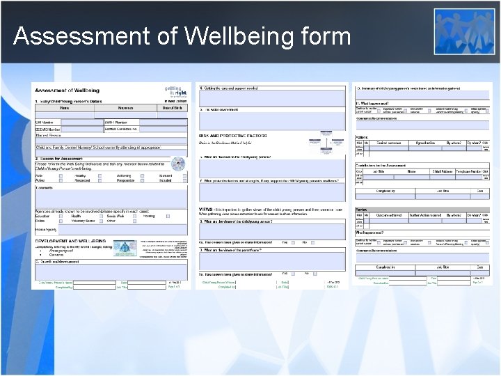 Assessment of Wellbeing form 