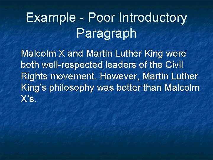 MLK v Malcolm X DBQ Introductory Paragraphs n