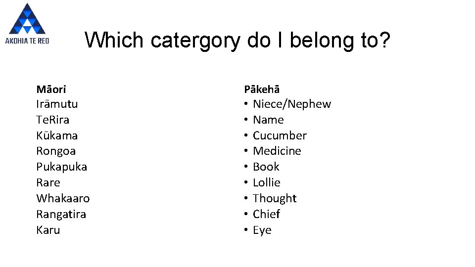 Which catergory do I belong to? Māori Irāmutu Te. Rira Kūkama Rongoa Pukapuka Rare