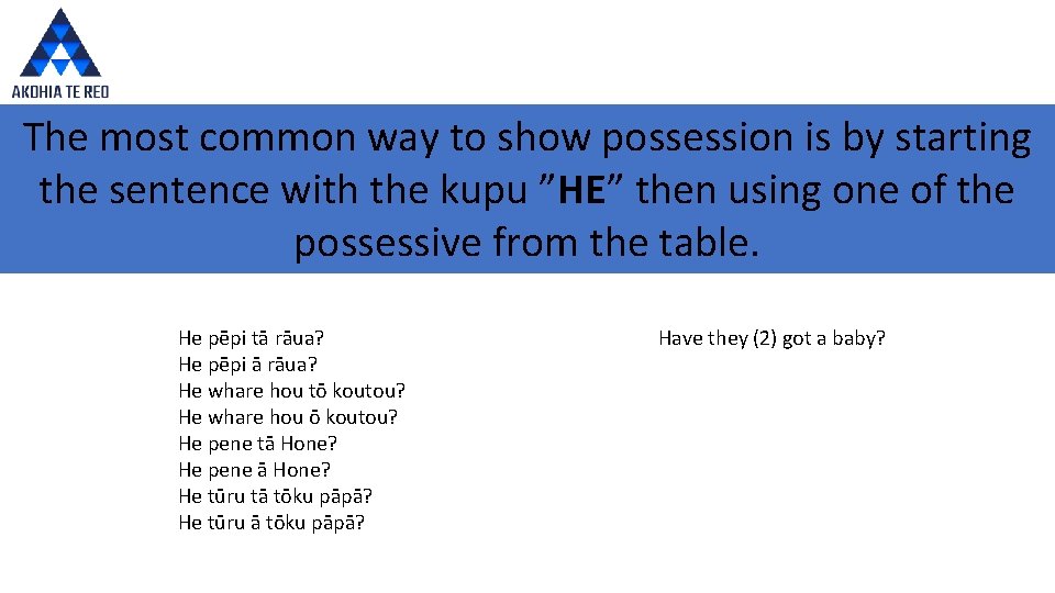 The most common way to show possession is by starting the sentence with the