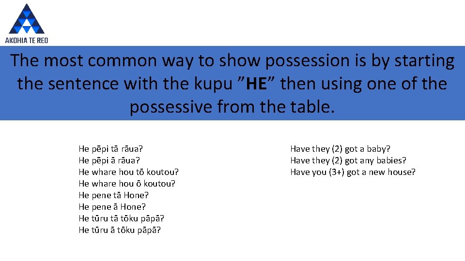 The most common way to show possession is by starting the sentence with the