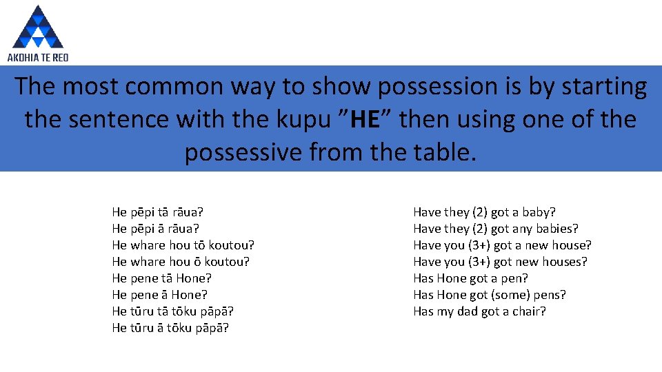 The most common way to show possession is by starting the sentence with the