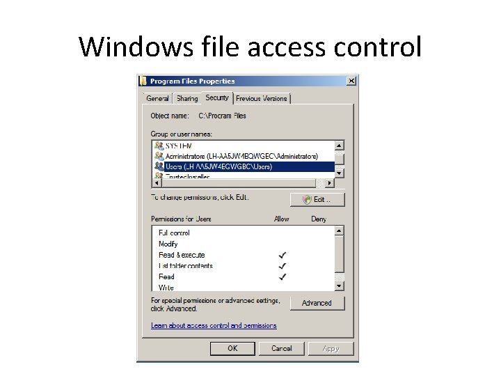 Windows file access control 