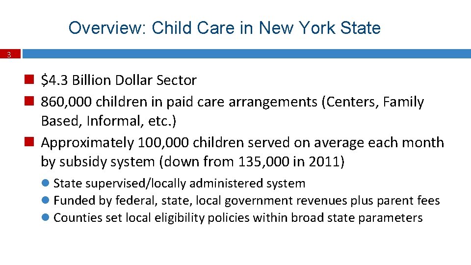 Overview: Child Care in New York State 3 $4. 3 Billion Dollar Sector 860,
