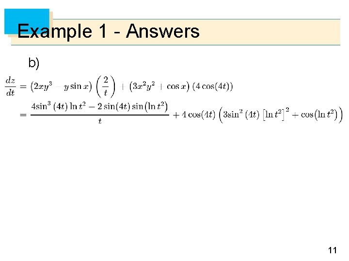 Example 1 - Answers b) 11 