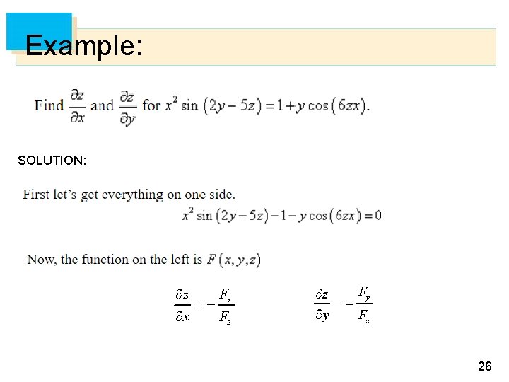 Example: SOLUTION: 26 