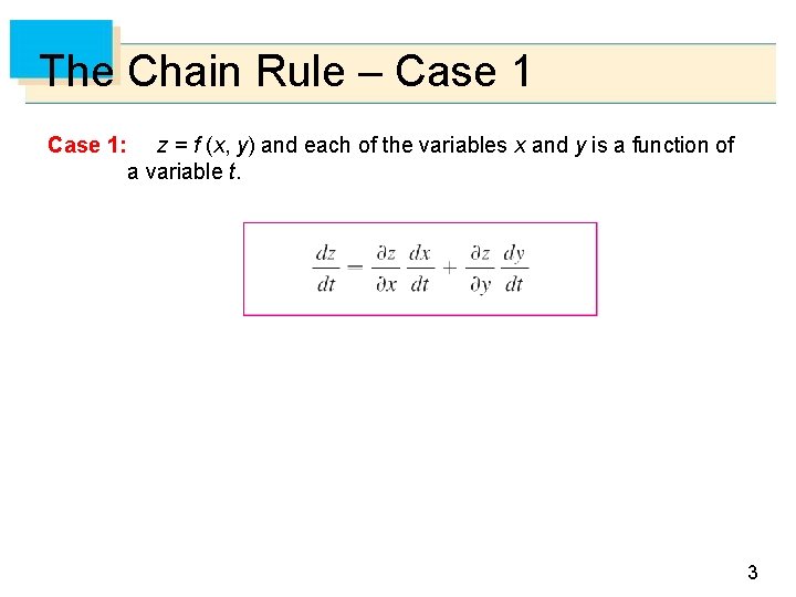 The Chain Rule – Case 1: z = f (x, y) and each of