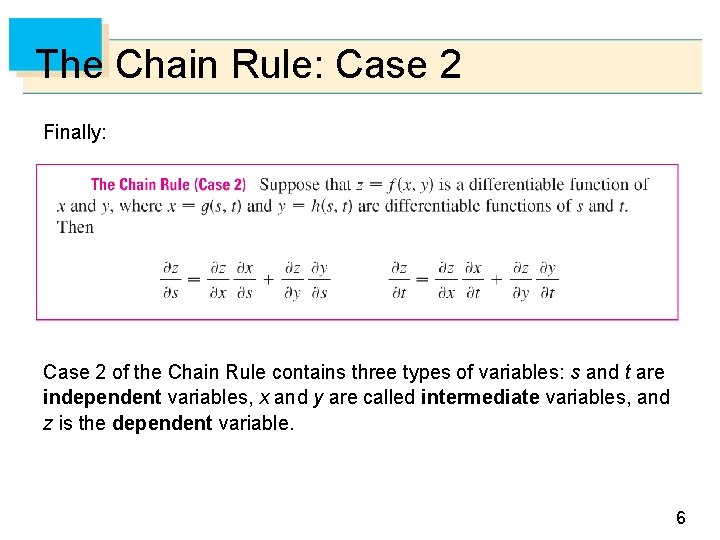 The Chain Rule: Case 2 Finally: Case 2 of the Chain Rule contains three