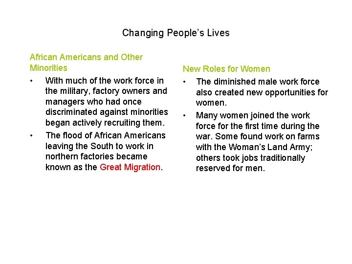 Changing People’s Lives African Americans and Other Minorities • With much of the work