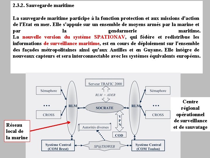 2. 3. 2. Sauvegarde maritime La sauvegarde maritime participe à la fonction protection et