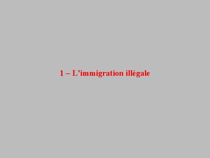 1 – L’immigration illégale 