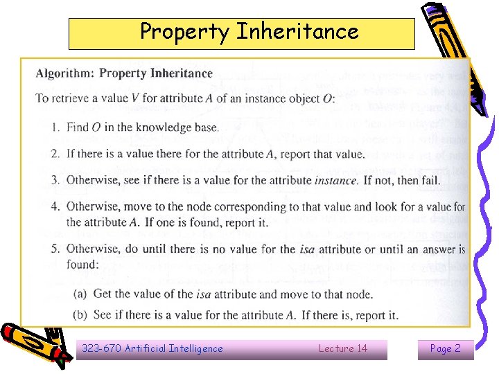 Property Inheritance 323 -670 Artificial Intelligence Lecture 14 Page 2 Property Inheritance 323 -670 Artificial Intelligence Lecture 14 Page 2