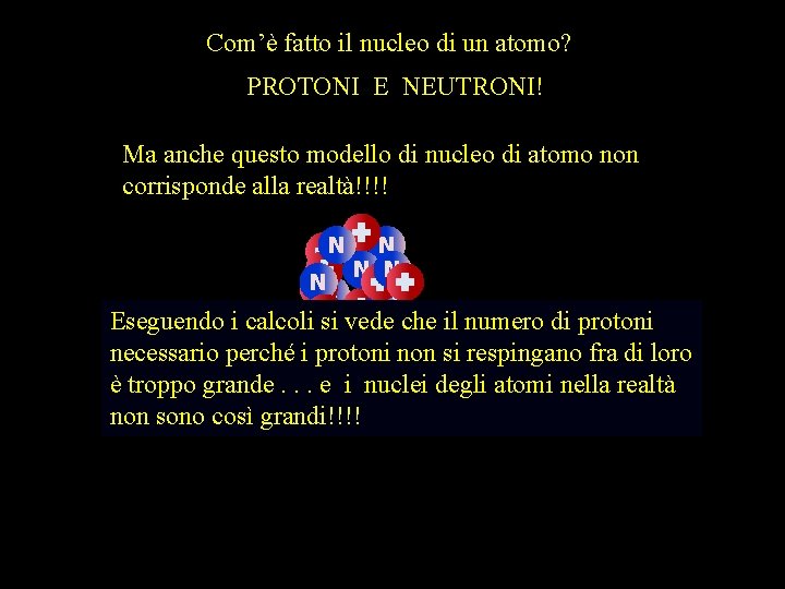 Com’è fatto il nucleo di un atomo? PROTONI E NEUTRONI! Ma anche questo modello