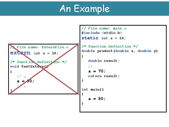 An Example // File name: main. c #include <stdio. h> static int a =