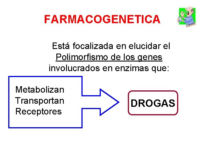 FARMACOGENETICA Está focalizada en elucidar el Polimorfismo de los genes involucrados en enzimas que: