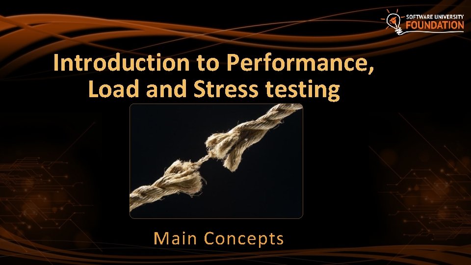 Introduction to Performance, Load and Stress testing Main Concepts 