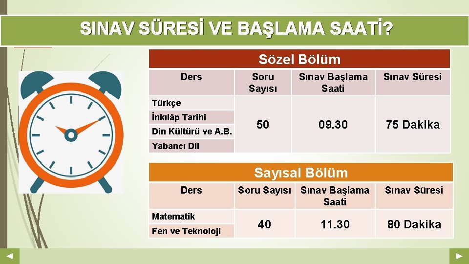 SINAV SÜRESİ VE BAŞLAMA SAATİ? Your Log o COMPANY NAME ABS. COM Sözel Bölüm