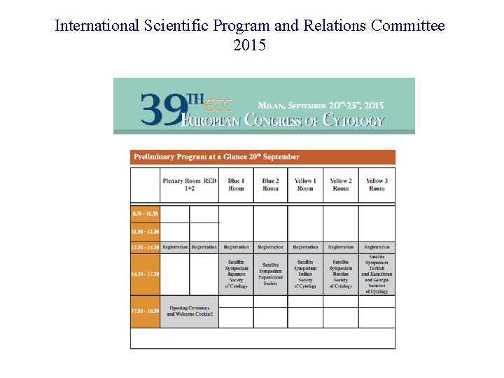 International Scientific Program and Relations Committee 2015 