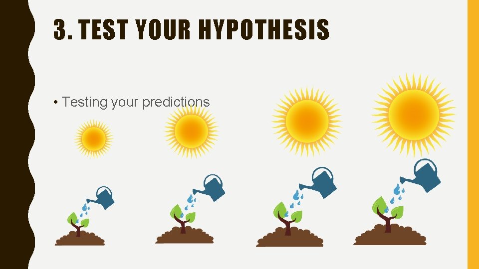 3. TEST YOUR HYPOTHESIS • Testing your predictions 