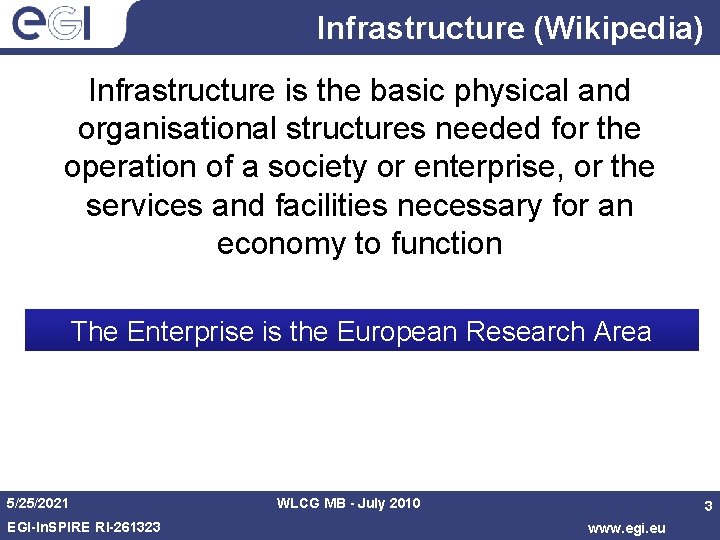 Infrastructure (Wikipedia) Infrastructure is the basic physical and organisational structures needed for the operation