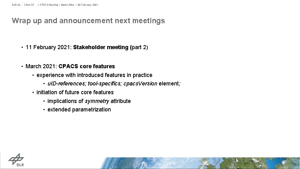 DLR. de • Chart 33 > CPACS Meeting > Marko Alder > 20 February,