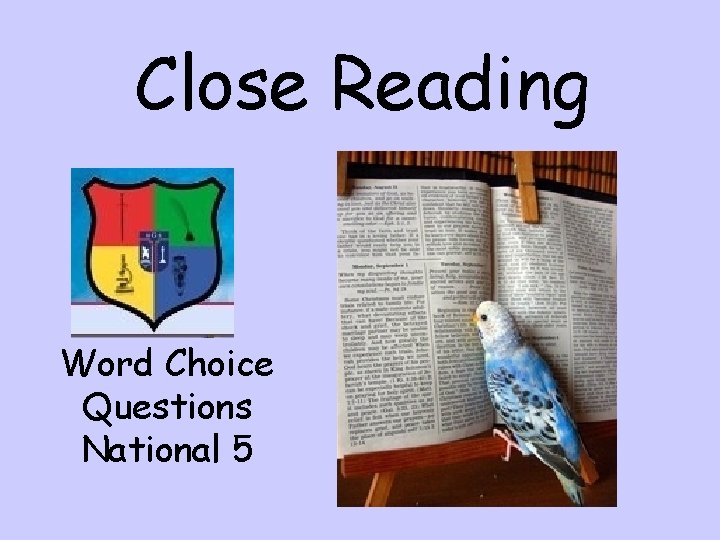 Close Reading Word Choice Questions National 5 