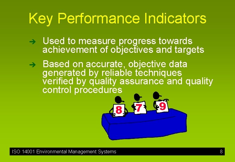 Key Performance Indicators è è Used to measure progress towards achievement of objectives and