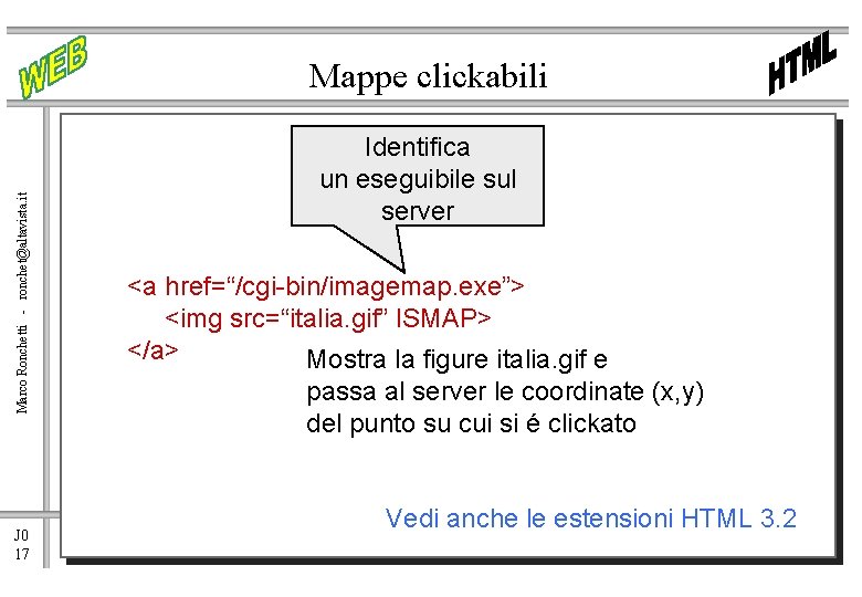 Marco Ronchetti - ronchet@altavista. it Mappe clickabili J 0 17 Identifica un eseguibile sul