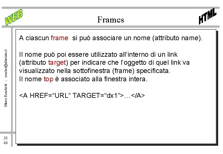 Frames Marco Ronchetti - ronchet@altavista. it A ciascun frame si può associare un nome