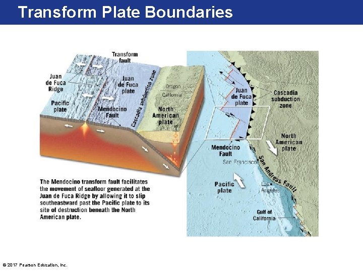 Transform Plate Boundaries © 2017 Pearson Education, Inc. 