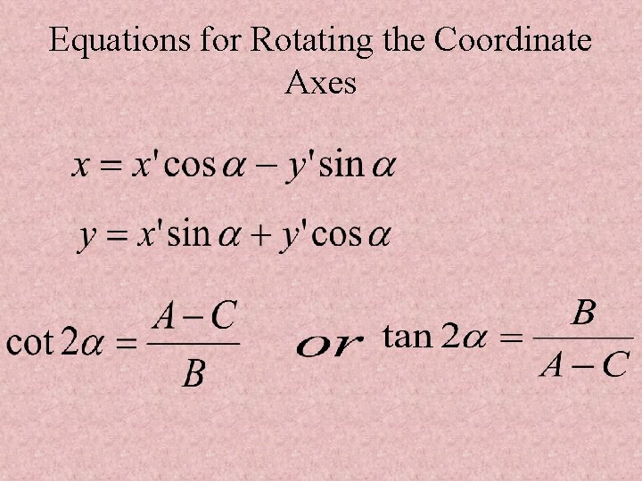 Equations for Rotating the Coordinate Axes 