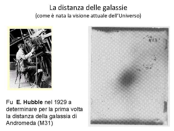 La distanza delle galassie (come è nata la visione attuale dell’Universo) Fu E. Hubble