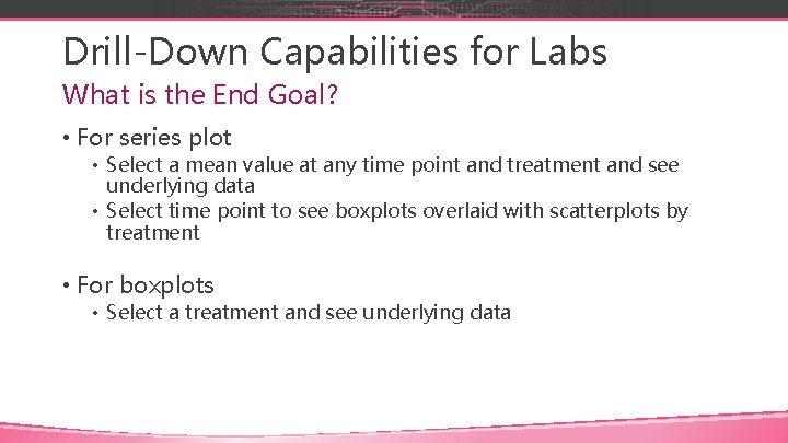 Drill-Down Capabilities for Labs What is the End Goal? • For series plot •