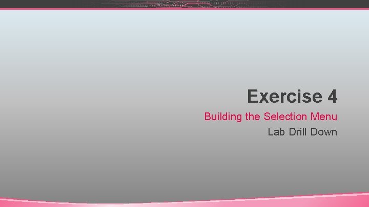 Exercise 4 Building the Selection Menu Lab Drill Down 