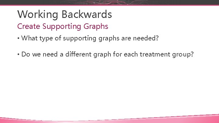 Working Backwards Create Supporting Graphs • What type of supporting graphs are needed? •