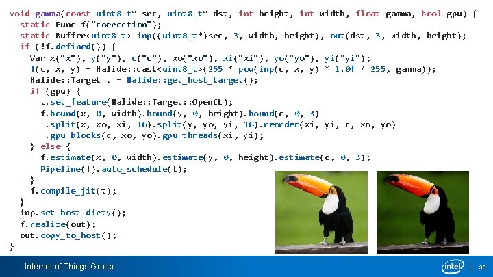 void gamma(const uint 8_t* src, uint 8_t* dst, int height, int width, float gamma,