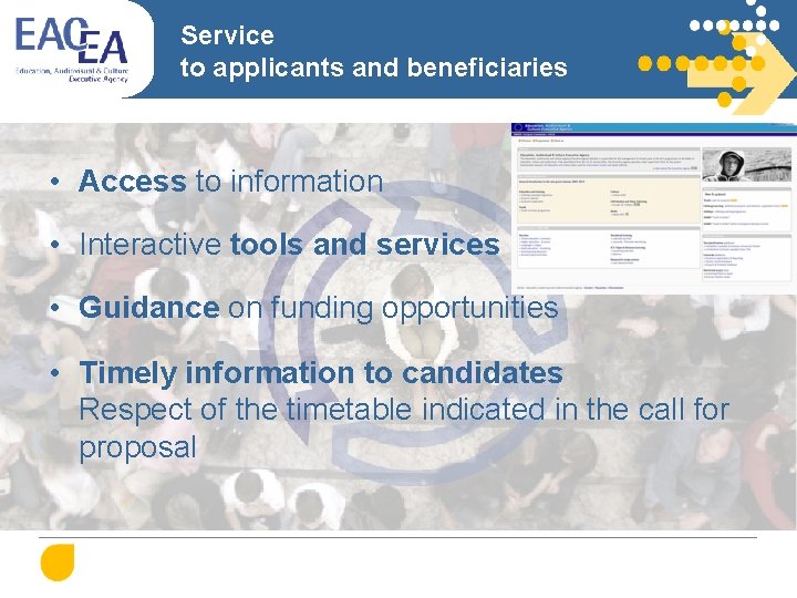 Service to applicants and beneficiaries • Access to information • Interactive tools and services