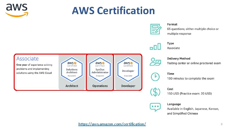 AWS Certification https: //aws. amazon. com/certification/ 9 