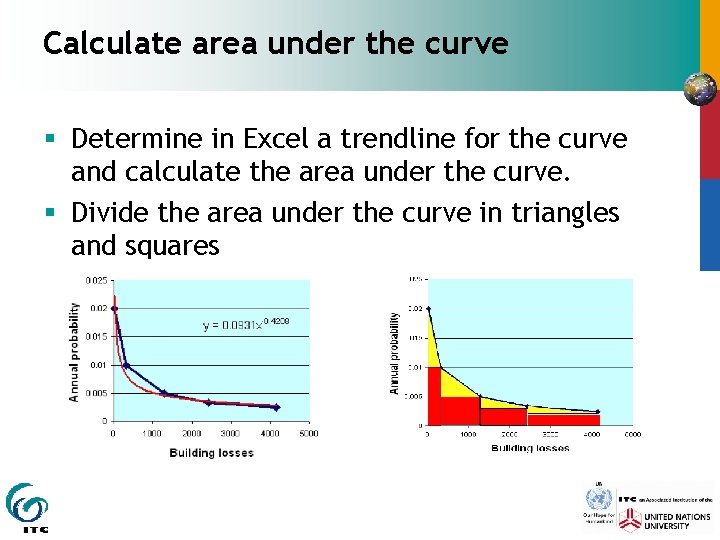 Calculate area under the curve § Determine in Excel a trendline for the curve